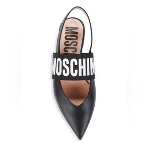 MOSCHINO Logo Leather Slingback Flats size 6 EU size 36